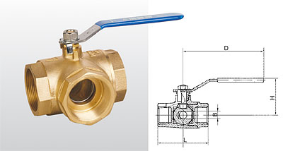 Q15F-16T 黄铜三通球阀(T型)