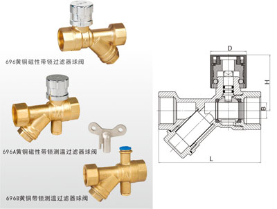 Q11F-16T 黄铜磁性带锁（测温）过滤器球阀